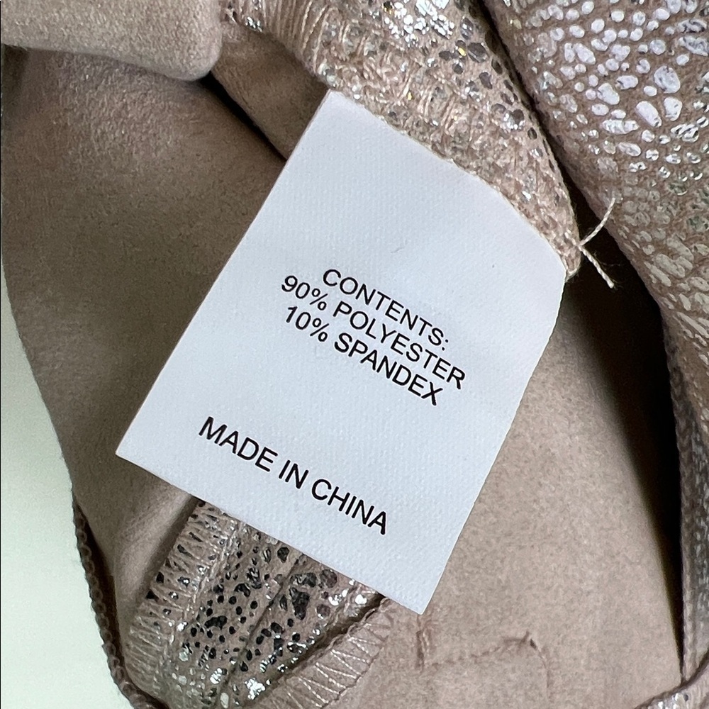 NWT Peace of Cloth Mariel Foiled Suede Moto Jacket Metallic Gold Beige Medium - Picture 13 of 14